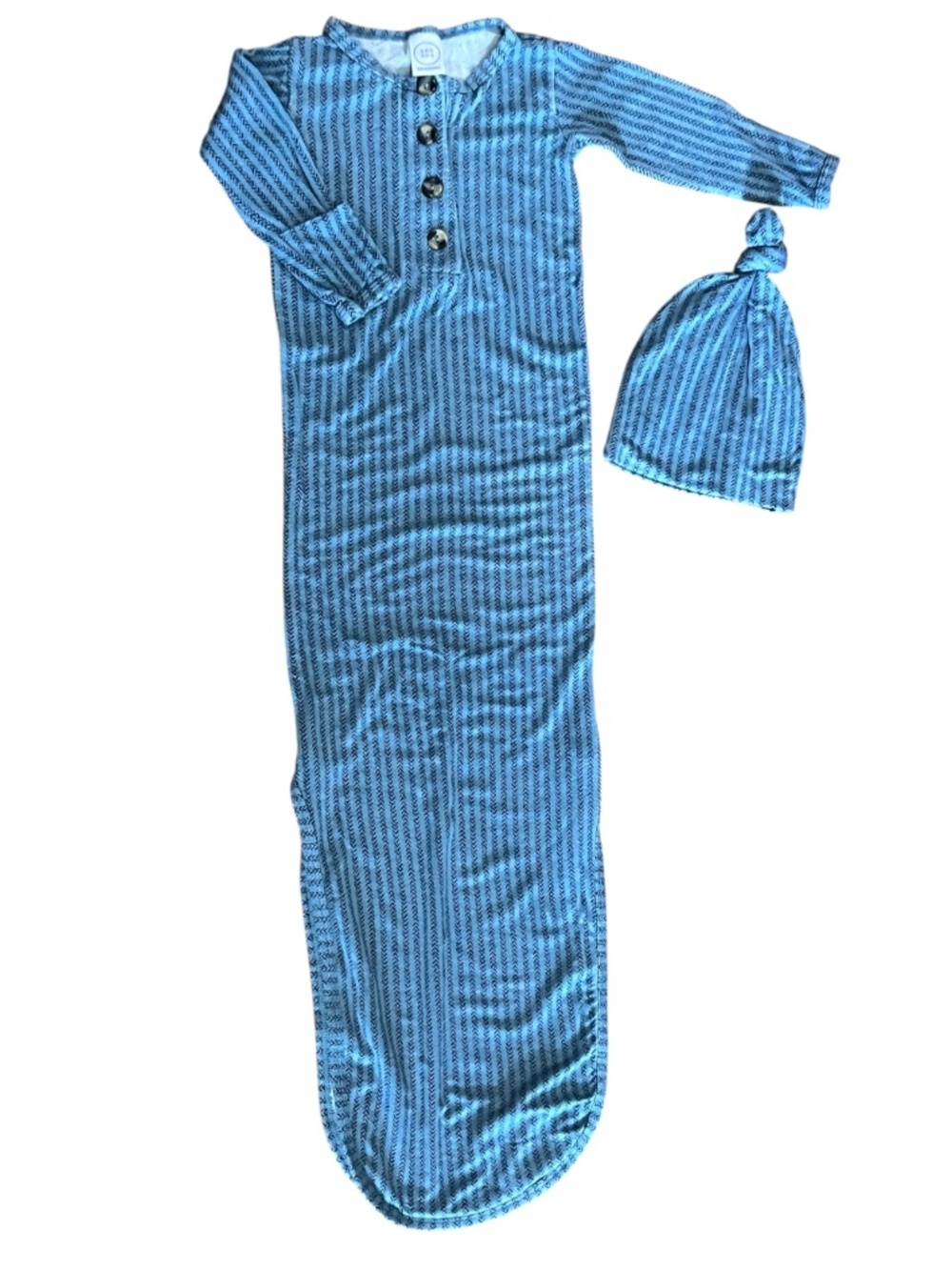 Lou Lou & Company Newborn Ultimate Gown & Hat Newborn Sage Green & Navy